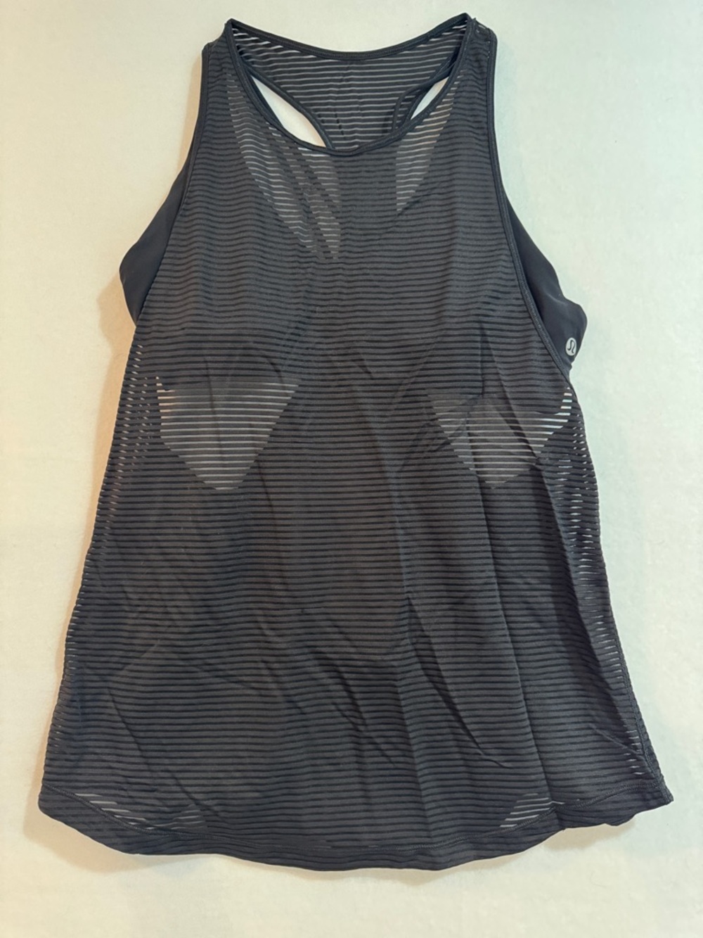 lululemon athletica Black Sheer Striped Racerback Tank